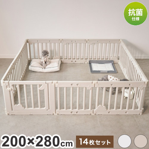 犬用ペットサークル 140×200cm 抗菌素材(ホワイト) bon moment 犬用ペットサークル 140×200cm 抗菌素材(ホワイト) bon moment