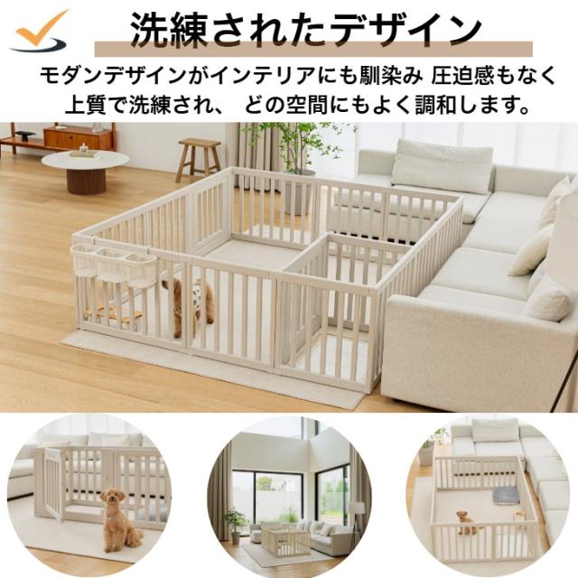 cocozari シンプル ハイタイプ ペットサークル 11枚仕切りタイプ 140×140 ペット 室内 ペットゲージ サークル 室内サークル 犬 猫 シンプル おしゃれ 組立(代引不可)【送料無料】_3