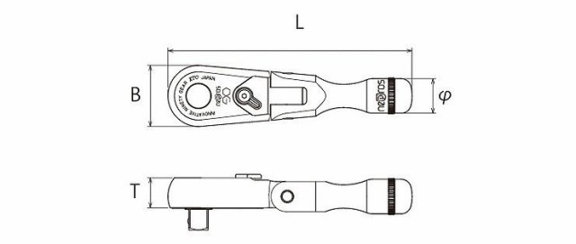 KTCネプロス NBR290FS (6.3SQ) ショートフレックスラチェットハンドル(代引不可)【送料無料】