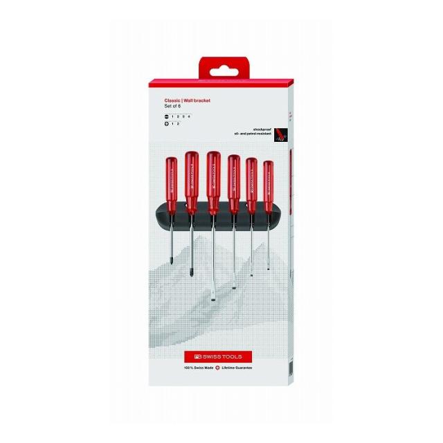 PB SWISS TOOLS ピービ—スイスツールズ 6本組 ドライバーセット(プラス、マイナス) ホルダー付 ペーパーBOX入 244CBB(代引不可)【送料無