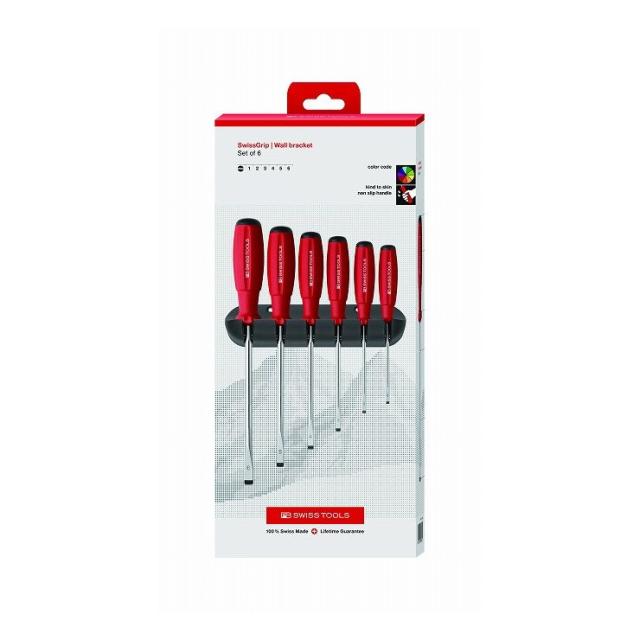 PB SWISS TOOLS ピービ—スイスツールズ 6本組 スイスグリップ マイナスドライバーセット ホルダー付 ペーパーBOX入 8240CBB(代引不可)【の通販は 13,150円