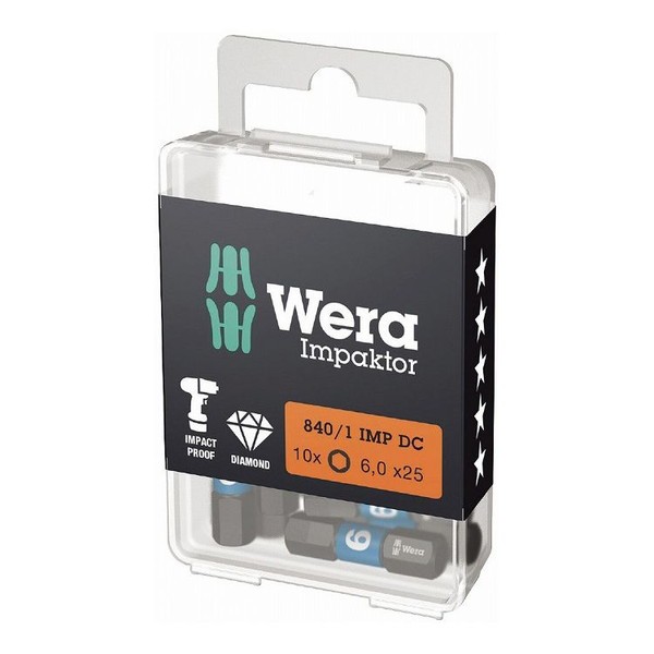 WERA ベラ Hex-Plus ヘックスプラス ダイヤモンドコーティングドライバービット 10個入り 刃先サイズ5 全長25mm 057605(代引不可)【送料無料】の通販は