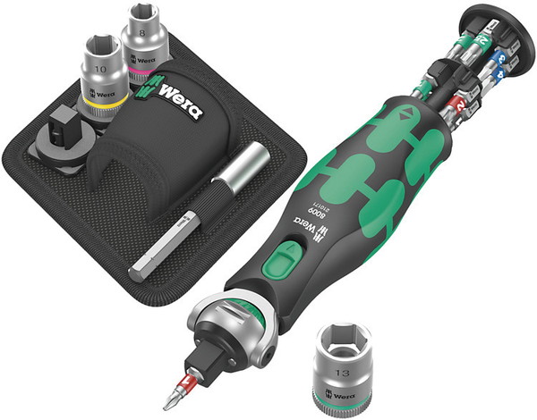 WERA ベラ サイクロップ 首振り式ラチェットドライバー ビット12本収納 ポーチ付き 004281(代引不可)【送料無料】_1
