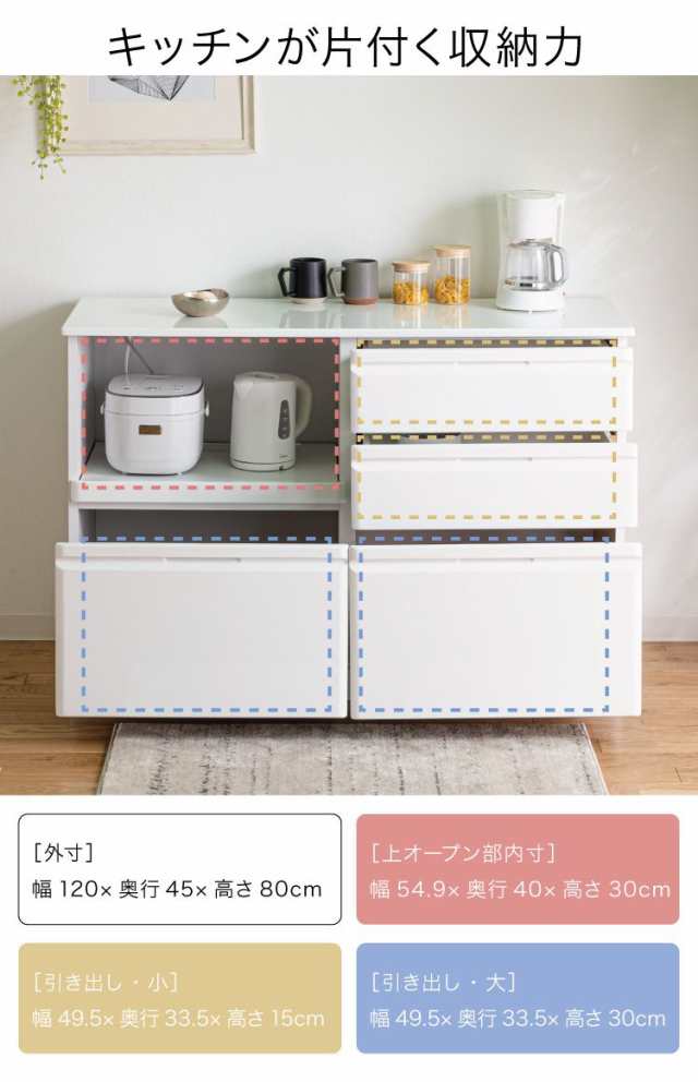 キッチンカウンター 間仕切り 背面化粧 幅120 完成品 国産 大川家具 ホワイト エナメル塗装 北欧 おしゃれ(代引不可)【送料無料】の通販はau  PAY マーケット - リコメン堂インテリア館