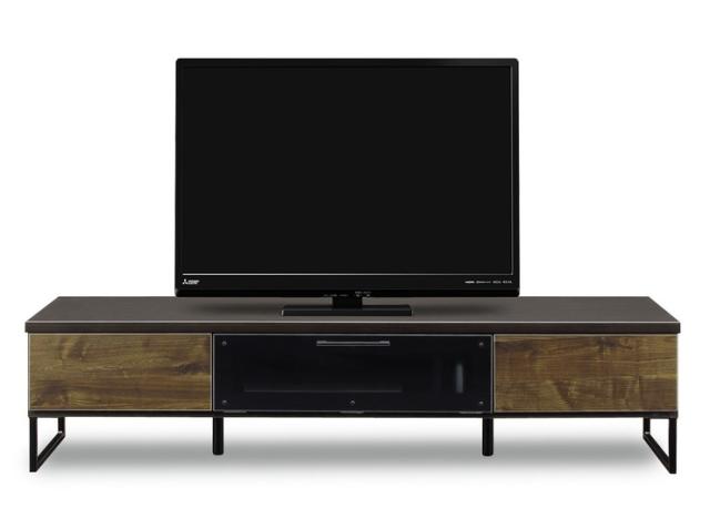 テレビ台 幅145 奥行45 高さ42 国産 完成品 ブラウン ローボード 木製 大川家具 ブラックガラス 脚付き TVラック おしゃれ 収納(代引不可_1