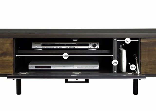 テレビ台 幅175 奥行45 高さ42 国産 完成品 ブラウン ローボード 木製 大川家具 ブラックガラス 脚付き TVラック おしゃれ 収納(代引不可の通販は