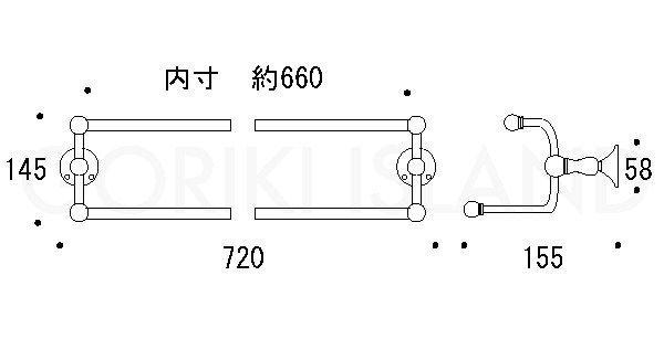 ゴーリキアイランド ダブルタオルバー 68 SB BK(代引不可)【送料無料】_1
