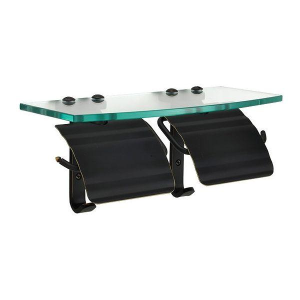 ゴーリキアイランド TPH ガラスシェルフ W BK トイレットペーパーホルダー 640716(代引不可)【送料無料】