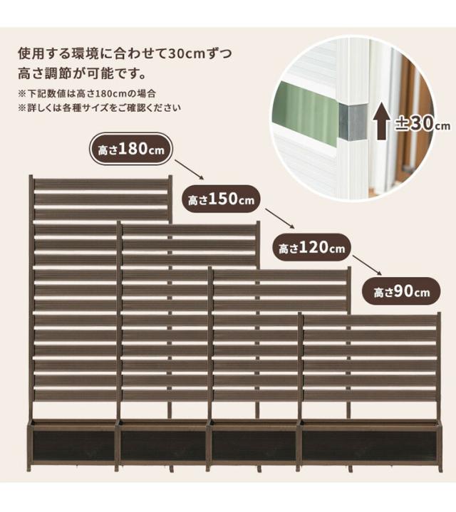 アルミフェンス 幅120cm 目隠しフェンス プランターボックス付き 目隠し 間仕切り フェンス プランター ボーダータイプ 高さ調節可能 アルミ 屋外 エクステリア 庭 おしゃれ(代引不可)【送料無料】_10