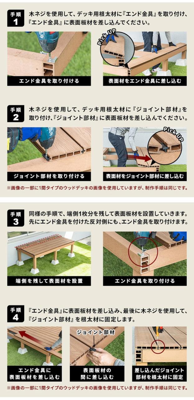 デッキ 人工木 [200×90.8cm] 人工木デッキ ガーデニング テラス 簡易タイプ DIY キット 庭 ガーデンデッキ ステージ 縁台 エクステリア オープンテラス 組み立て DIYセット 水洗いOK 高さ20~60cm(代引不可)【送料無料】_14