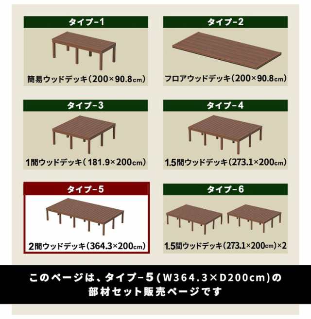 ウッドデッキ 人工木 [364.3×200cm] 2間サイズ 人工木デッキ