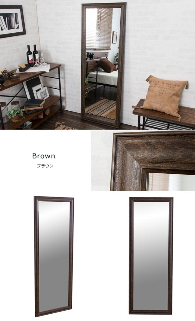 鏡 ミラー 全身 姿見 アンティーク調大型ミラーW60 ホワイト ブラウン