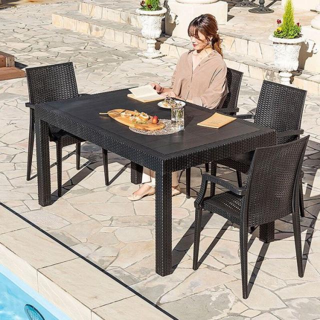 ラタン調 ガーデンテーブル 幅150cm ピクシス 単品 長方形 アウトドア テーブル 屋外 アウトドア テーブル ベランダ テラス ガーデンファニチャー(代引不可)【送料無料】_14