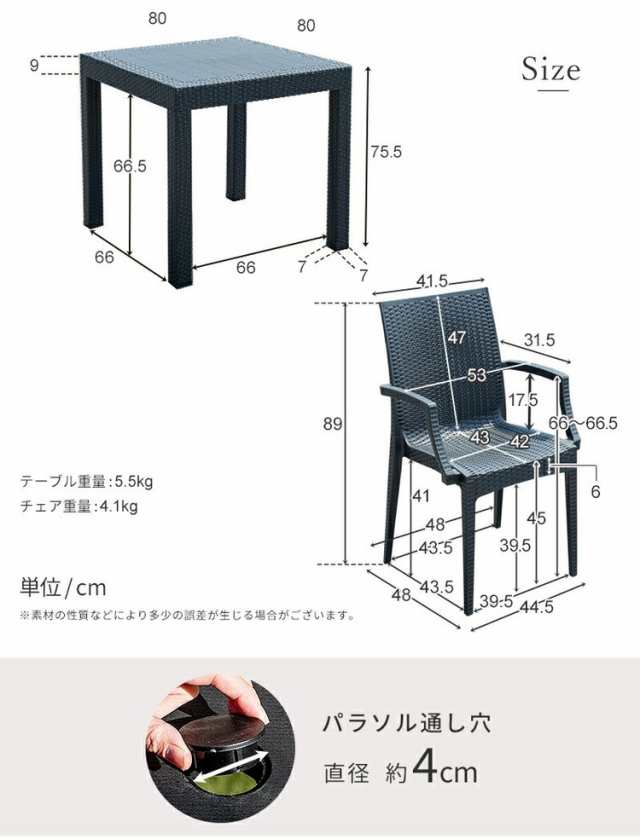 ラタン調 ガーデン 5点セット ピクシス 肘付き ガーデンチェア4脚