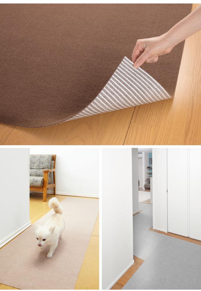 日本製 サンコー おくだけ吸着 ズレない 撥水 ロングマット 床暖房対応 洗える 洗濯可 60×800cm 厚さ4mm_6