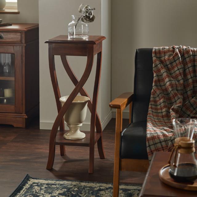 新品 マホガニー フラワースタンド 花台 ブラウン イニュルスタンド  