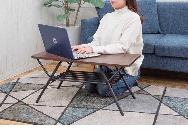 テーブル 折りたたみ ローテーブル センターテーブル 幅75cm リビングテーブル 折り畳みローテーブル 折れ脚テーブル デスク ローデスク 木製折りたたみテーブル シンプル 折り畳み 棚付き 完成品(代引不可)【送料無料】_8