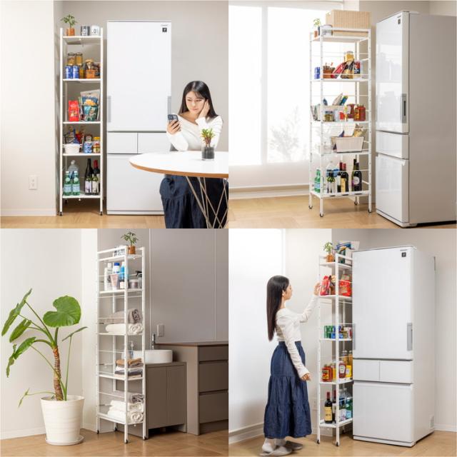 すき間収納 幅が伸縮するすき間ラック スリムタイプ 幅16~22.5cm 奥行48cm 16段階高さ調整 耐荷重5kg 隙間 キッチン収納 スリムラック キッチンラック スリム 新生活 トールワゴン Sサイズ(代引不可)【送料無料】_7