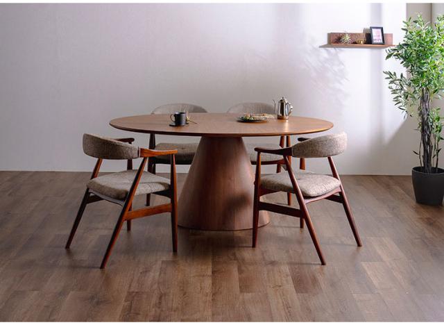 ダイニングテーブル 楕円形 幅165cm リビングテーブル 円柱脚