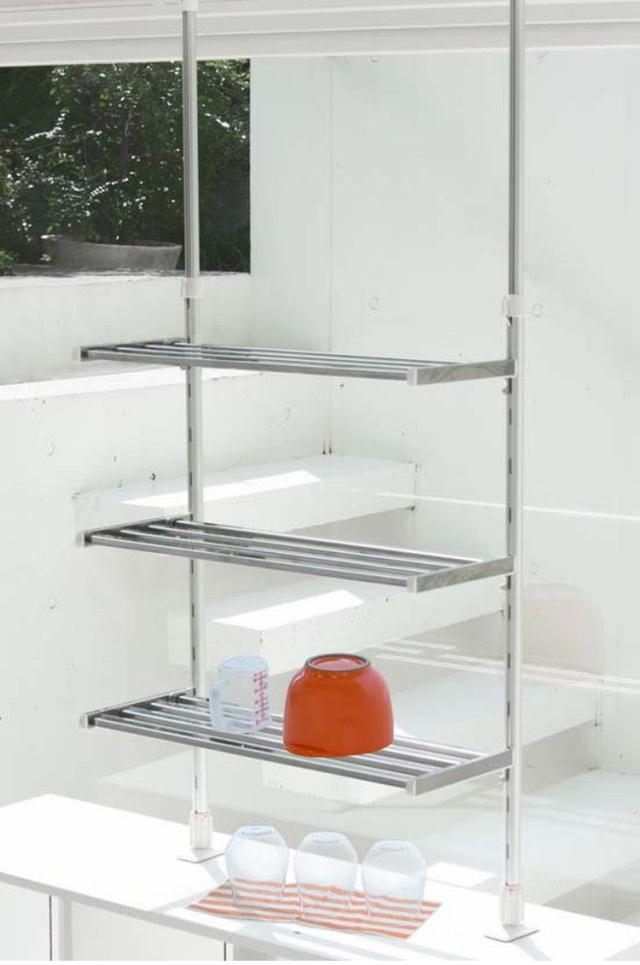 突っ張り棚 3段 水切り棚 水切りラック キッチンラック 突っ張りラック