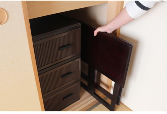 天然木 桐製 折りたたみ便利机 ハイタイプ 60×30cm 完成品 折りたたみテーブル 供物台 経机 天然木 文机 仏具台 法事 お彼岸 折り畳み 和室 和風 仏前 折りたたみ デスク 折り畳み テーブル単品(代引不可)【送料無料】_2