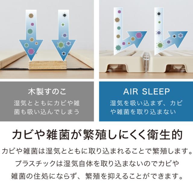 日本製 折りたたみすのこベッド シングル 布団も干せる 樹脂製 耐荷重150kg エアースリープ 湿気 対策 除湿 高床 防カビ 通気性 折りたたみ すのこマット プラスチック すのこ(代引不可)【送料無料】_7