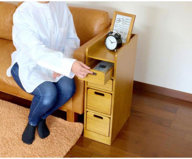 天然木桐材の軽量トレイワゴン 幅20×4段 完成品 隠しキャスター 収納ワゴン トレー 棚 収納 ラック チェスト ワゴン サイドテーブル リビング 寝室 玄関 棚板 可動式 高さ調節可能 トレイ 持ち運び(代引不可)【送料無料】_2