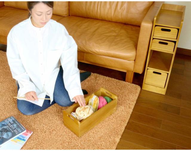 天然木桐材の軽量トレイワゴン 幅20×4段 完成品 隠しキャスター 収納ワゴン トレー 棚 収納 ラック チェスト ワゴン サイドテーブル リビング 寝室 玄関 棚板 可動式 高さ調節可能 トレイ 持ち運び(代引不可)【送料無料】_3