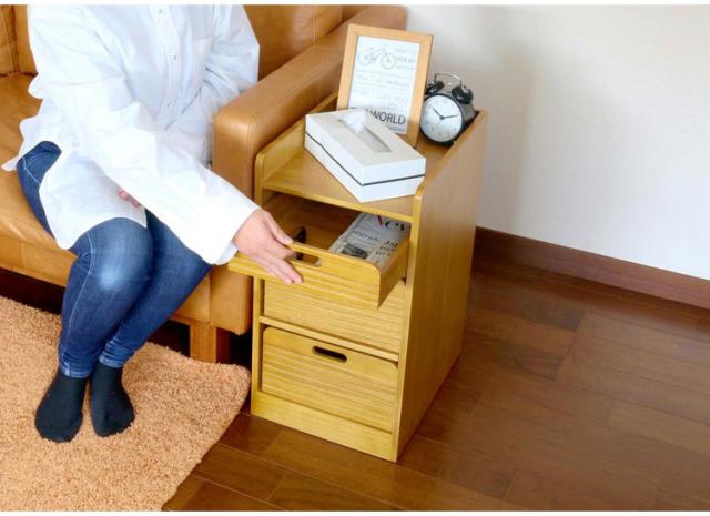 天然木桐材の軽量トレイワゴン 幅30×3段 完成品 隠しキャスター 収納ワゴン トレー 棚 収納 ラック チェスト ワゴン サイドテーブル リビング 寝室 玄関 棚板 可動式 高さ調節可能 トレイ 持ち運び(代引不可)【送料無料】_3