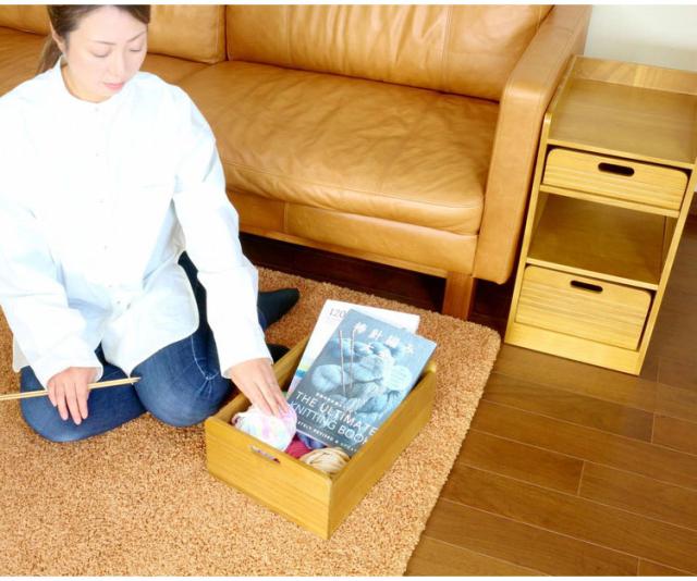 天然木桐材の軽量トレイワゴン 幅30×3段 完成品 隠しキャスター 収納ワゴン トレー 棚 収納 ラック チェスト ワゴン サイドテーブル リビング 寝室 玄関 棚板 可動式 高さ調節可能 トレイ 持ち運び(代引不可)【送料無料】_4