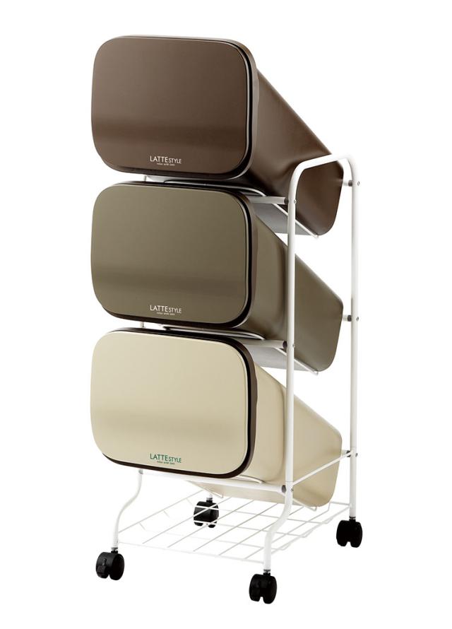 ダストボックス ゴミ箱 縦型 19L×3段 ごみ箱 フタ付き 20L袋 袋止め付き 網棚付き スタンドダストボックス 大容量 スリム 隙間 省スペース キッチン 台所 オフィス 分別 缶 ビン ペットボトル 整頓(代引不可)【送料無料】_8