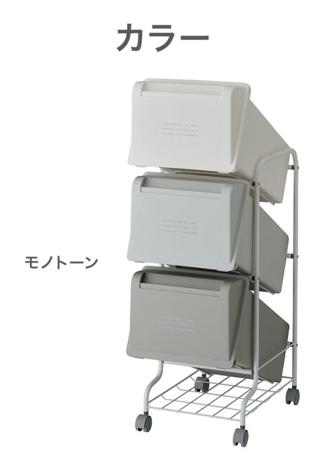 ダストボックス ゴミ箱 縦型 21L×3段 ごみ箱 フタ付き 20L袋 袋止め付き スタンドダストボックス 大容量 スリム 隙間 省スペース キッチン 台所 オフィス 分別 缶 ビン ペットボトル 整頓 清潔(代引不可)【送料無料】_3