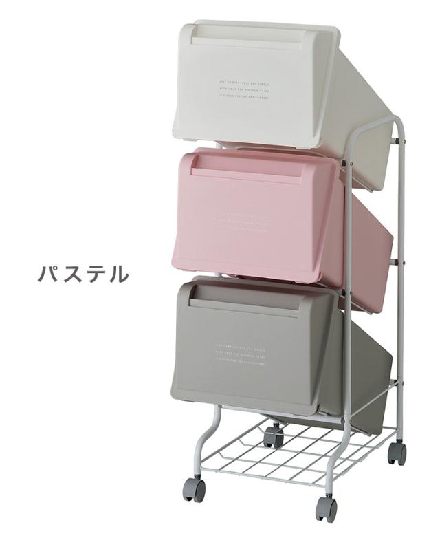 ダストボックス ゴミ箱 縦型 21L×3段 ごみ箱 フタ付き 20L袋 袋止め付き スタンドダストボックス 大容量 スリム 隙間 省スペース キッチン 台所 オフィス 分別 缶 ビン ペットボトル 整頓 清潔(代引不可)【送料無料】_4