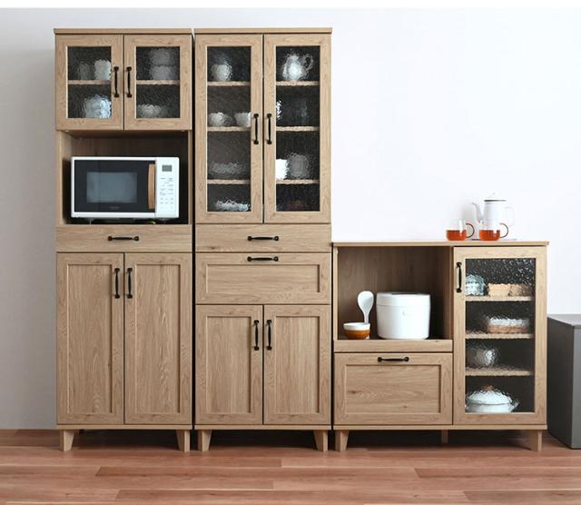 リビストカップボードRV180-60C GN グレーナチュラル 幅58cm カップボード カウンター キッチンボード キッチン 収納 食器棚【送料無料】 リビストカップボードRV180-60C WH/GN ホワイト×グレー 