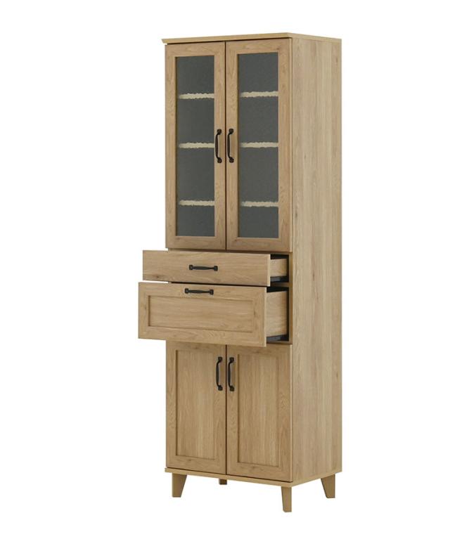 リビストカップボードRV180-60C GN グレーナチュラル 幅58cm カップボード カウンター キッチンボード キッチン 収納 食器棚【送料無料】 リビストカップボードRV180-60C WH/GN ホワイト×グレー