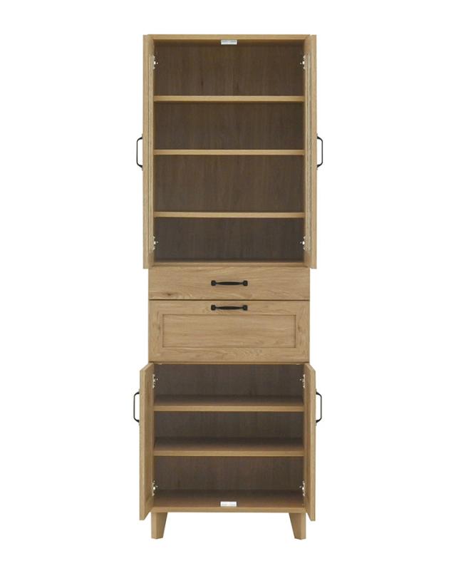 リビストカップボードRV180-60C GN グレーナチュラル 幅58cm カップボード カウンター キッチンボード キッチン 収納 食器棚【送料無料】 リビストカップボードRV180-60C WH/GN ホワイト×グレー 