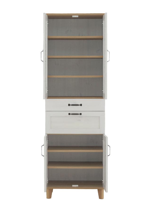 リビストカップボードRV180-60C WH/GN ホワイト×グレーナチュラル 幅58cm カップボード カウンター キッチンボード キッチン 収納 食器棚【送料無料】_8