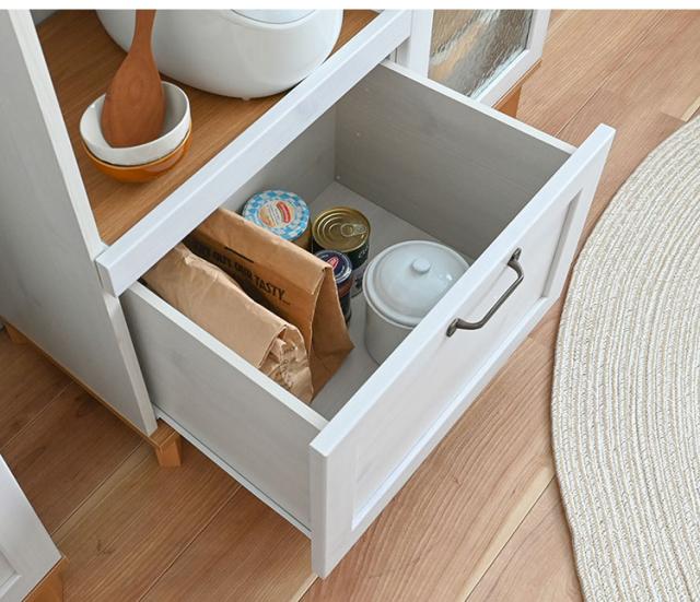 リビストレンジボードRV90-90RB WH/GN ホワイト×グレーナチュラル 幅90cm レンジボード 食器棚 レンジ台 キッチンカウンター キッチンボード【送料無料】_4