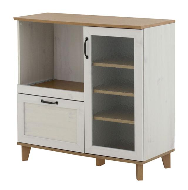 リビストレンジボードRV90-90RB WH/GN ホワイト×グレーナチュラル 幅90cm レンジボード 食器棚 レンジ台 キッチンカウンター キッチンボード【送料無料】_7