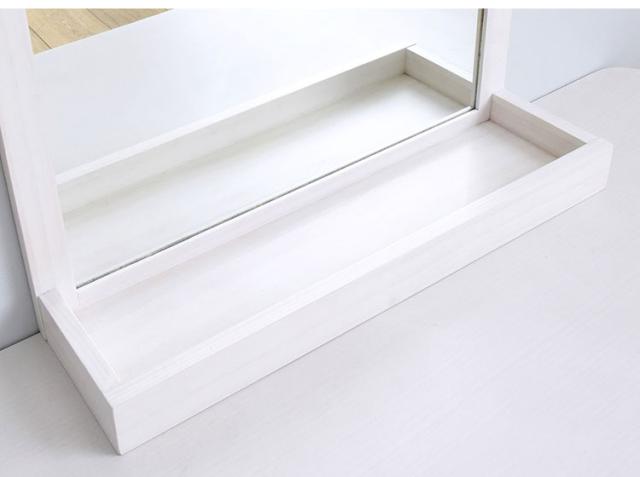 トレムミラーTR55MR WH ホワイト 幅52.4cm ミラー 卓上ミラー 収納トレー メイク鏡 鏡 大型卓上ミラー 玄関 デスク リビング 寝室【送料無料】