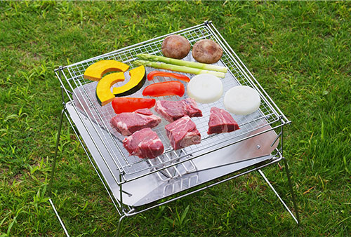 燕三条製 ステンレス焚き火台 グリルセット 専用グリルスタンド付き