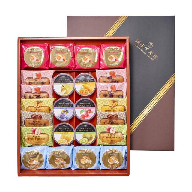 銀座千疋屋 銀座バラエティセット 1セット フィナンシェ ゼリー ワッフル ヴァッフェル 千疋屋 スイーツ デザート 洋菓子 おやつ 食品 ギフト プレゼント 贈答 熨斗 のし 贈り物(代引不可)【送料無料】の通販は 6,360円