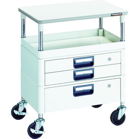 TRUSCO トラスコ フェニックスワゴン 省音 600X400 H740 引出付 天板付 W色 PEW761VXTW 組立品 組立設置不可(代引不可)【送料無料】