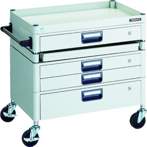 TRUSCO トラスコ フェニックスワゴン 省音 750X500 H740 引出付 スライド1段 W色 PEW771M1VXZW 組立品 組立設置不可(代引不可)【送料無料】