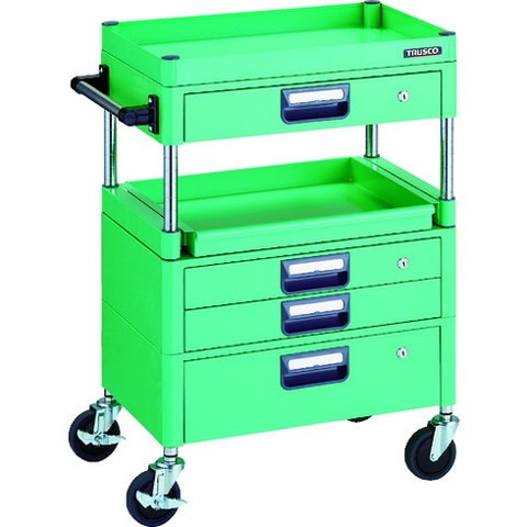 TRUSCO トラスコ フェニックスワゴン 省音 600X400 H880 引出付 スライド1段 YG色 PEW961M1VXZYG 組立品 組立設置不可(代引不可)【送料無料】