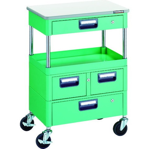 TRUSCO トラスコ フェニックスワゴン 省音 600X400 H880 引出付 天板付 YG色 PEW961VWZTYG 組立品 組立設置不可(代引不可)【送料無料】