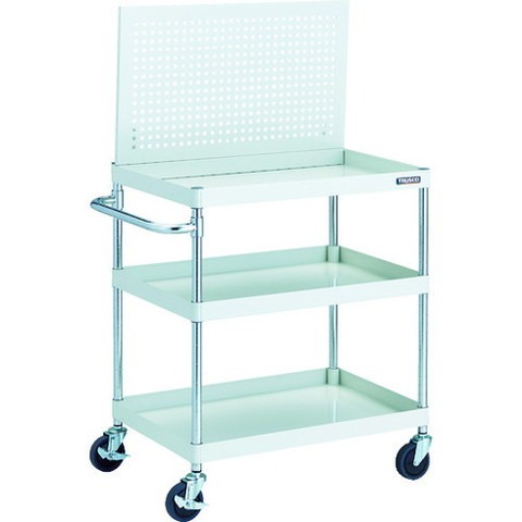 TRUSCO トラスコ フェニックスワゴン 省音 750X500XH880 3段 上部パンチングパネル仕様 W色 PEWP973W 組立品 組立設置不可(代引不可)【送料無料】の通販は