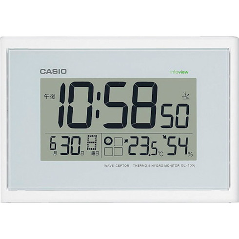 カシオ 電波掛ケ時計 260×180×厚ミ35mm 白 カシオ IDL100J7JF オフィス 住設用品 オフィス備品 時計(代引不可)【送料無料】