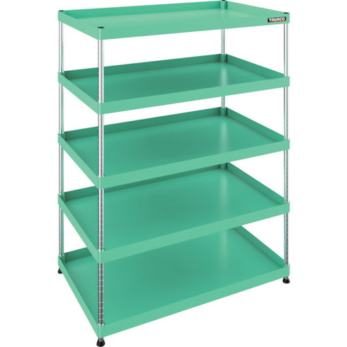 TRUSCO 【売リ切リ廃番】フレックスラック 1050X650XH1500 5段 ヤンググリーン TRUSCO FLWBR1045YG 物流 保管用品 ツールワゴン スチール製ワゴン(ボルトレスタイプ)(代引不可)【送料無料】の通販は 15,677円