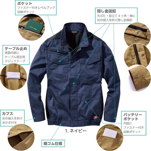 HOOH 難燃ブルゾン 3L ネイビー HOOH V42023L1 保護具 保護服 防護服 難燃